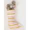 Hello Honey® 19" Pink, Cream & Mustard Wool Felt Stocking with Appliqued Scallops & Beads